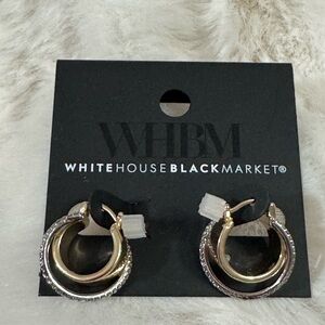 White House Black Market Gold & Silver Hoop Drop Earrings NWT -💛🩶